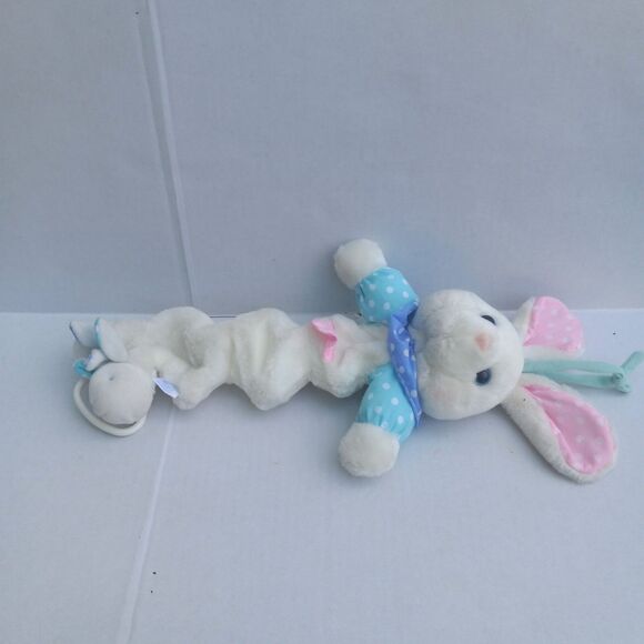 Vtg First Peek Plush Rabbit Musical Pull Toy-Crib-Stroller-London Bridge-Working - Picture 3 of 9